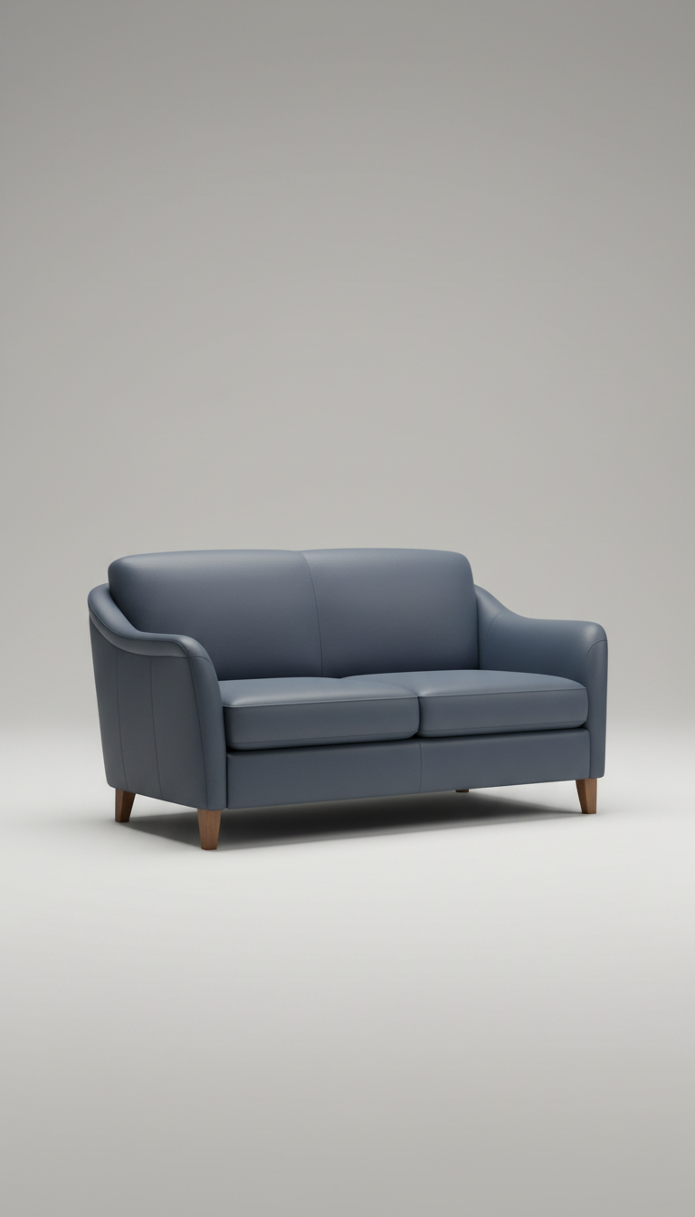 Blue Graphite Leather Loveseat